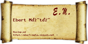 Ebert Máté névjegykártya